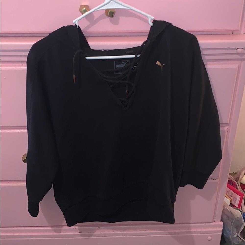 Black puma criss cross sweatshirt